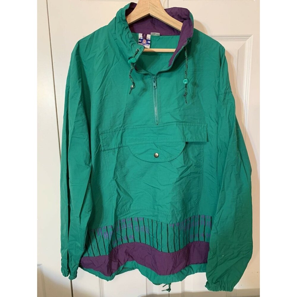 Vtg Pro‎ Spirit Men’s Sz XL Green Anorak Pullover 1/2 Zip Jacket